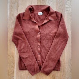 Aritzia Wilfred Rust/Brown Button Down Blouse